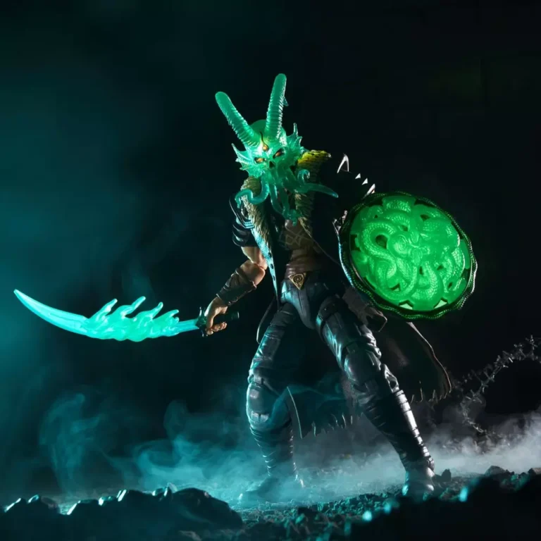 crystal ball with mask and sword