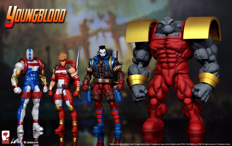 LooseCollector Youngblood figures of Diehard, Shaft, Chapel, and Badrock shown in official prototype photography